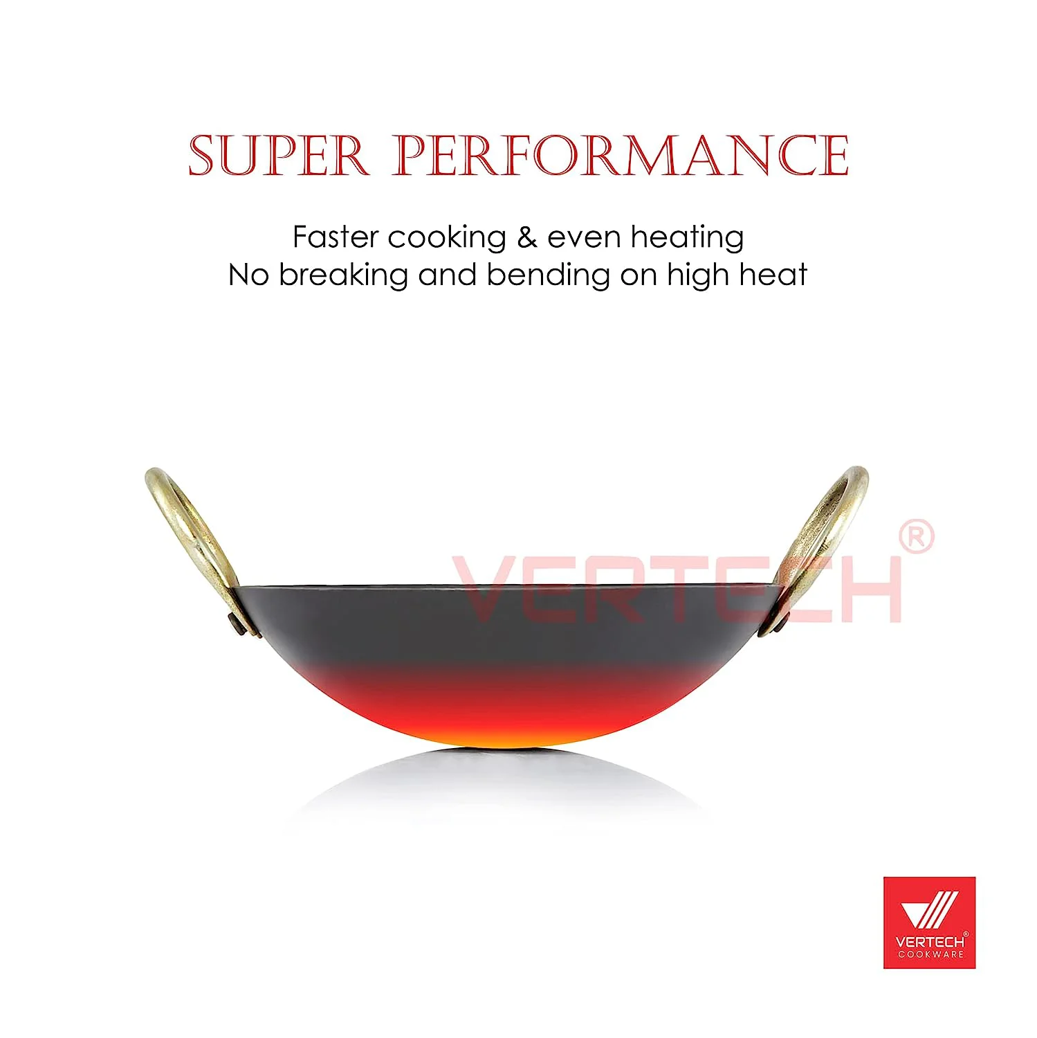 VERTECH COOKWARE® Natural Pure Iron (Loha) Kadhai Traditional,Kadai/Fry Pan/Frying Kadhai Handmade Lokhand with Golden Handle (800 ML/7 inch) - image 5