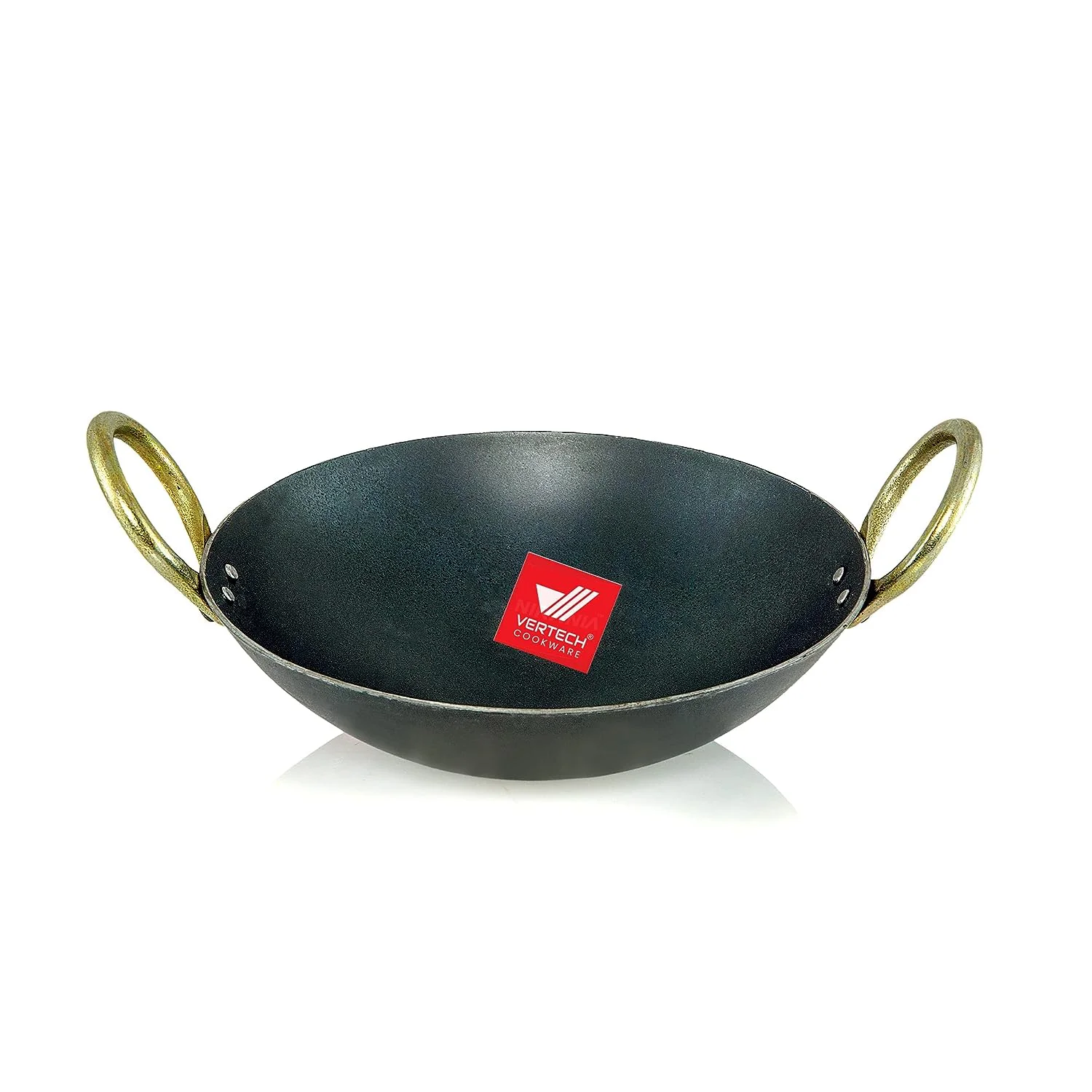 VERTECH COOKWARE® Natural Pure Iron (Loha) Kadhai Traditional,Kadai/Fry Pan/Frying Kadhai Handmade Lokhand with Golden Handle (800 ML/7 inch) - image 1