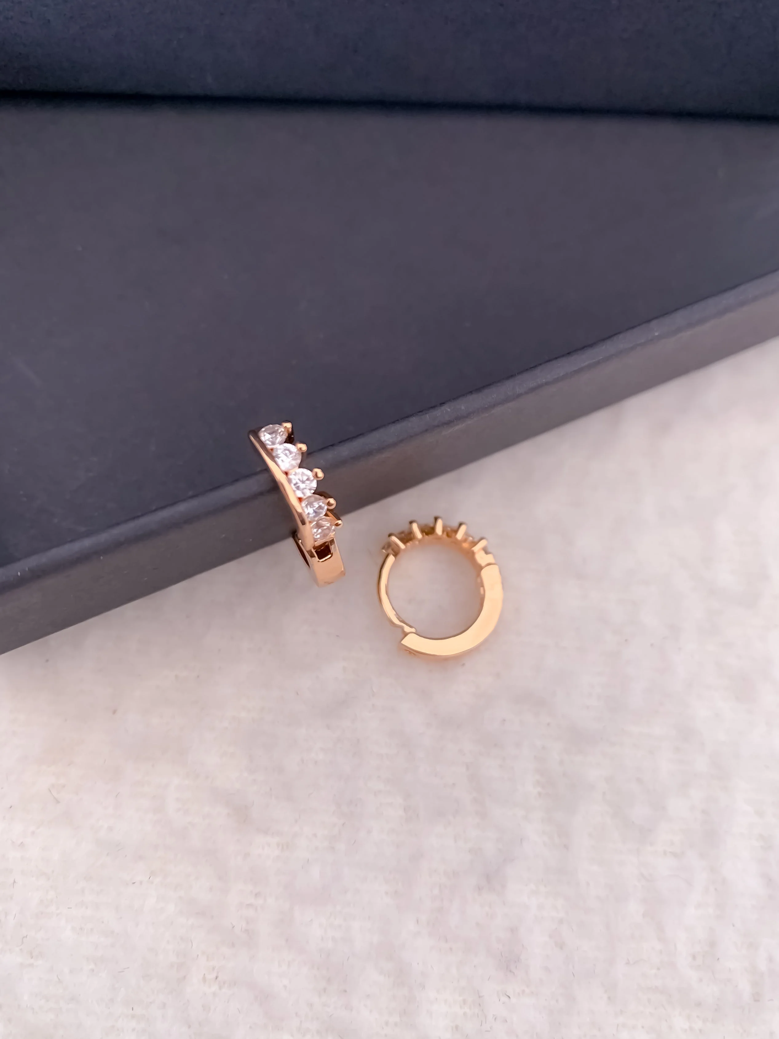 Rose Gold Crystal Hoop Earrings – Minimal Everyday Luxury