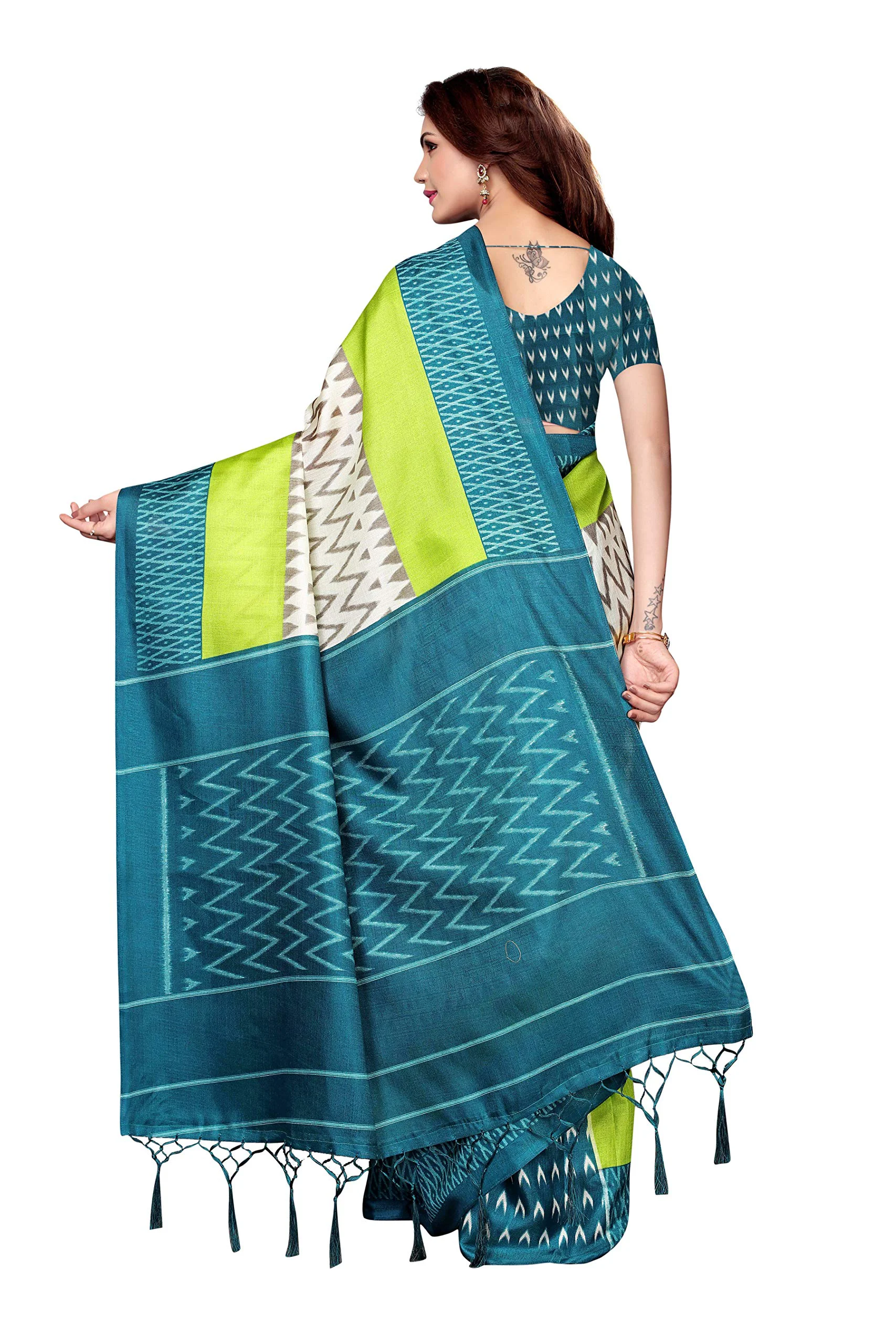 Shubhisha Fashion Women's Art Silk Saree with Blouse Piece (INSTA RAMA_Rama_Free Size_Rama) - image 3