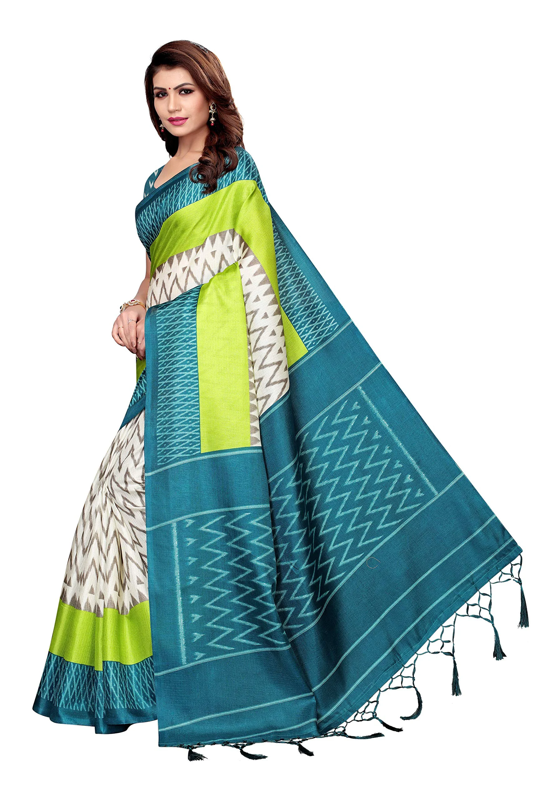 Shubhisha Fashion Women's Art Silk Saree with Blouse Piece (INSTA RAMA_Rama_Free Size_Rama) - image 5