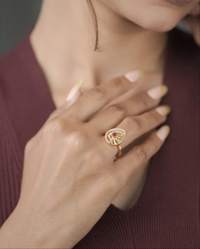 Fancy High Gold Plated Adjustable Ring