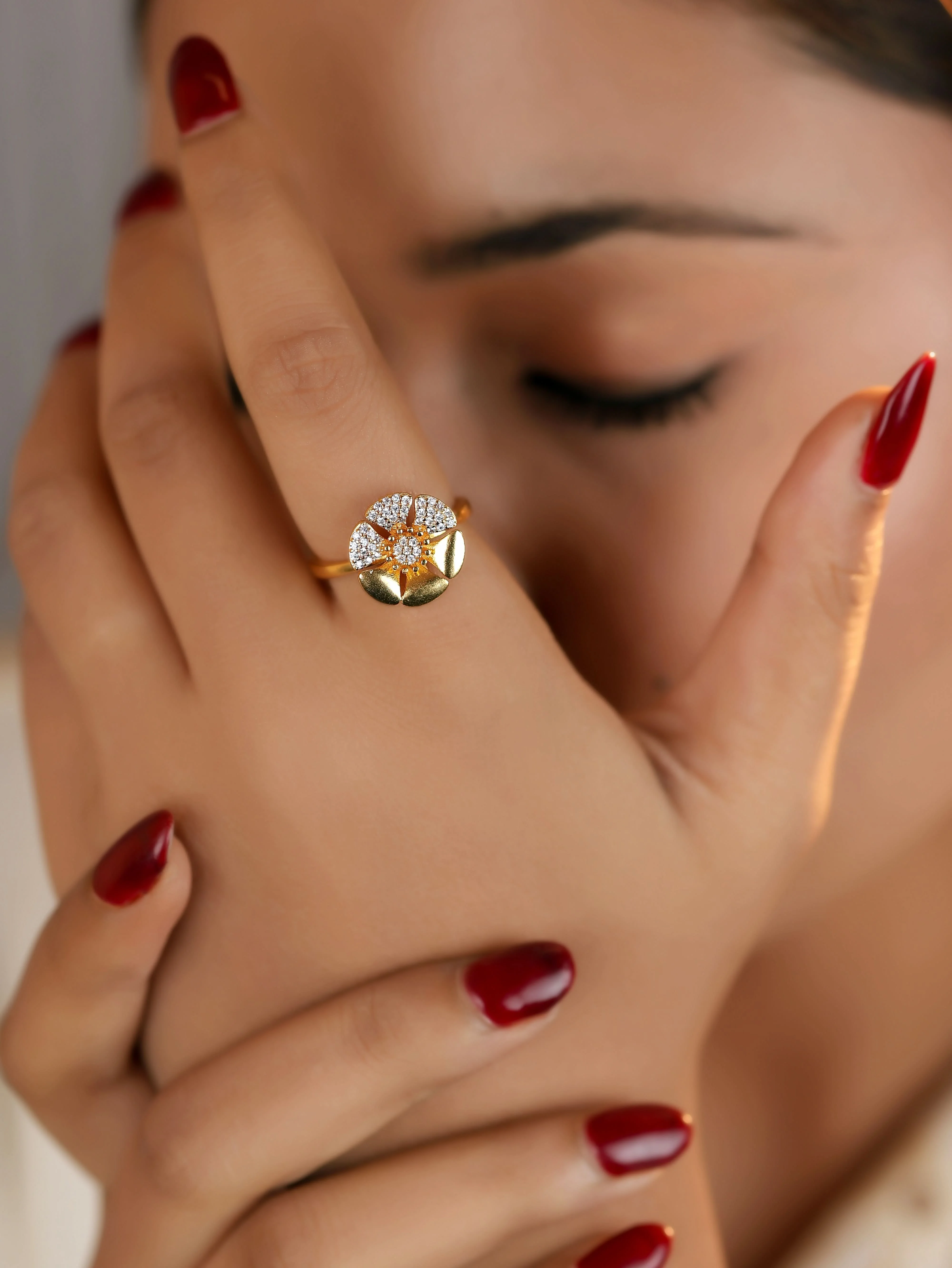 American diamond round shape fancy heavy Ring