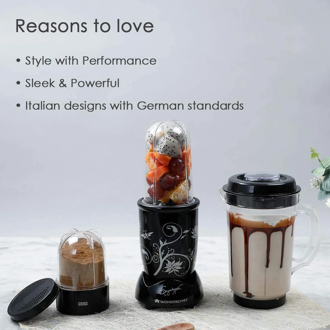 Wonderchef Nutri-blend Juicer, Mixer, Grinder, Blender & Smoothie Maker | 22000 RPM, 500W |100% Full Copper Motor | 3 unbreakable jars | 2 Years warranty | Recipe book by Chef Sanjeev Kapoor | Black - image 5