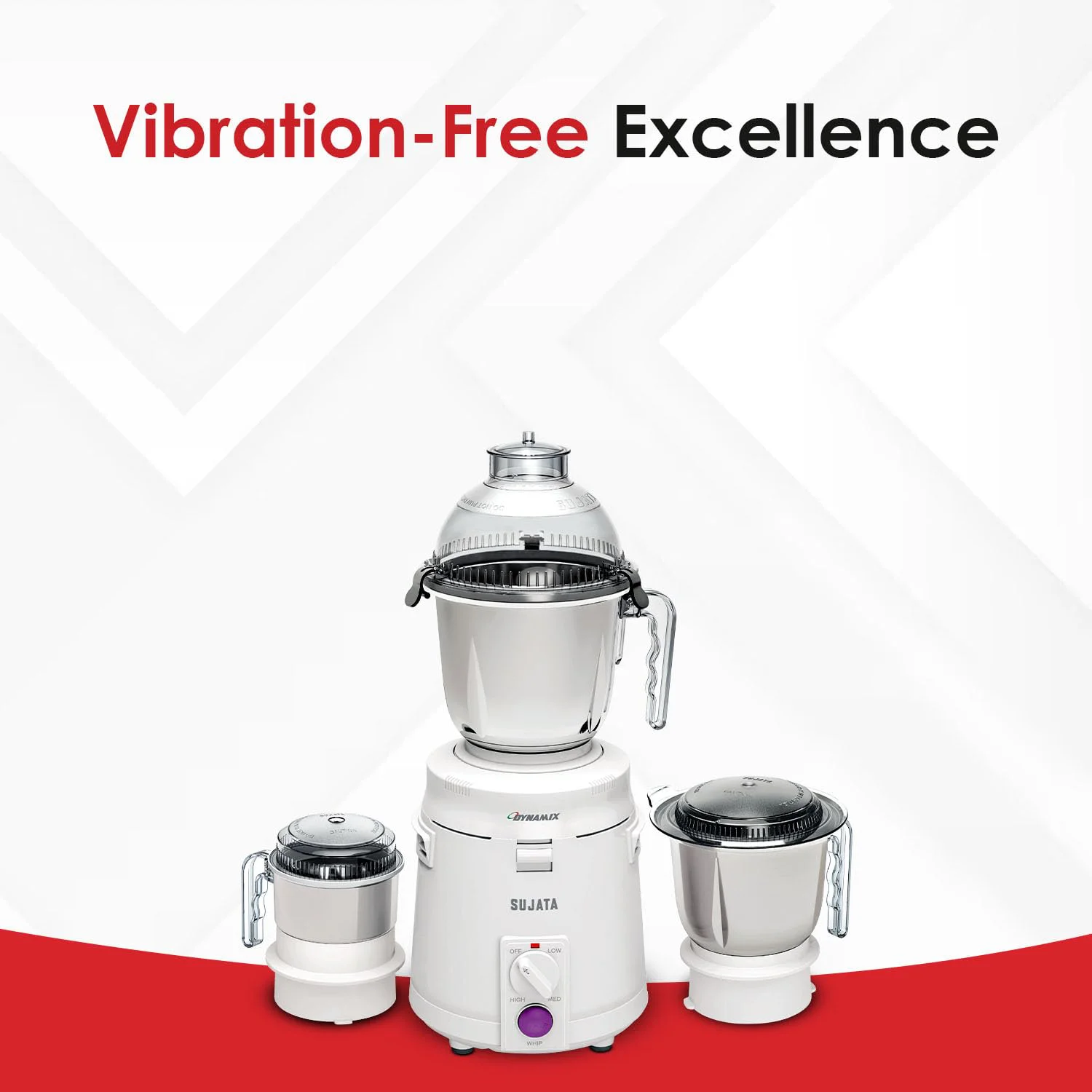 Sujata Dynamix 900 Watts Mixer Grinder | 22000 Rotations Per Min | 90 Minutes Continuous Running | 3 Versatile Jars 1500 ml, 1000 ml and 400 ml - image 2