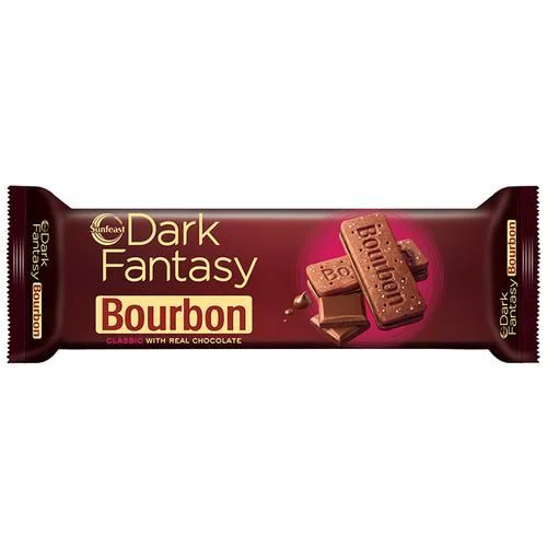 4x Sunfeast Dark Fantasy Bourbon Chocolate Cream Biscuits, Pack of 4 (120 g each)