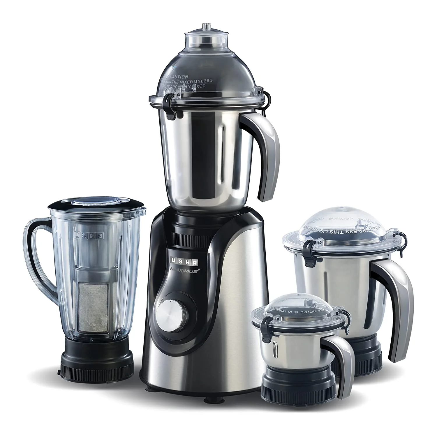 Usha Maximus Plus 800-Watt Copper Motor Mixer Grinder with 4 Jars and 5 Years Motor Warranty(Black & Stainless steel) - image 2