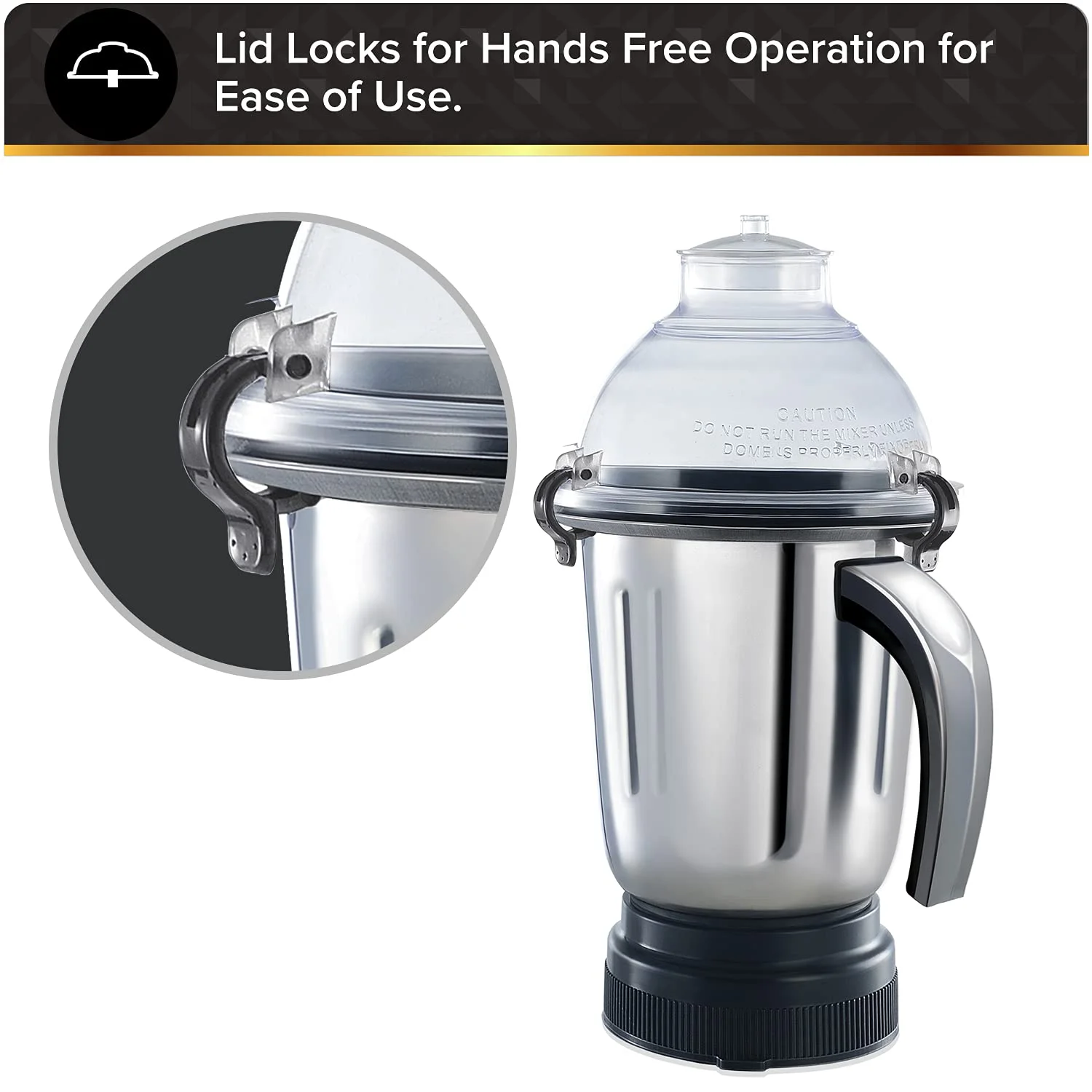 Usha Maximus Plus 800-Watt Copper Motor Mixer Grinder with 4 Jars and 5 Years Motor Warranty(Black & Stainless steel) - image 4