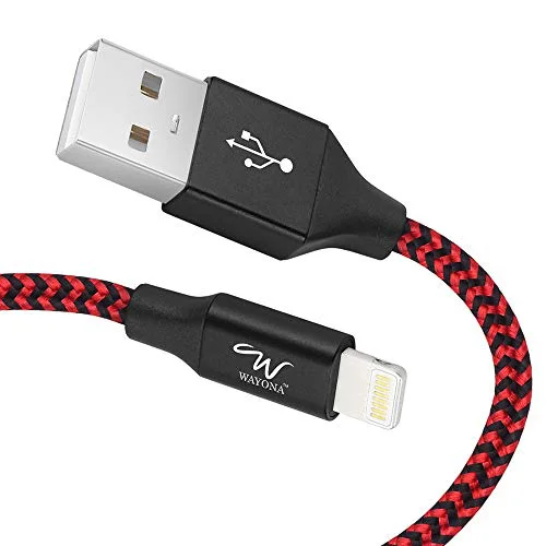 Wayona Usb Nylon Braided Data Sync And Charging Cable For Iphone, Ipad Tablet (Red, Black) - image 2