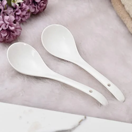 TAGROCK Ceramic Large Serving Spoon Ladle Set Microwave Oven Dishwasher Safe - 9" inch, Pack of 2 (White) - image 4