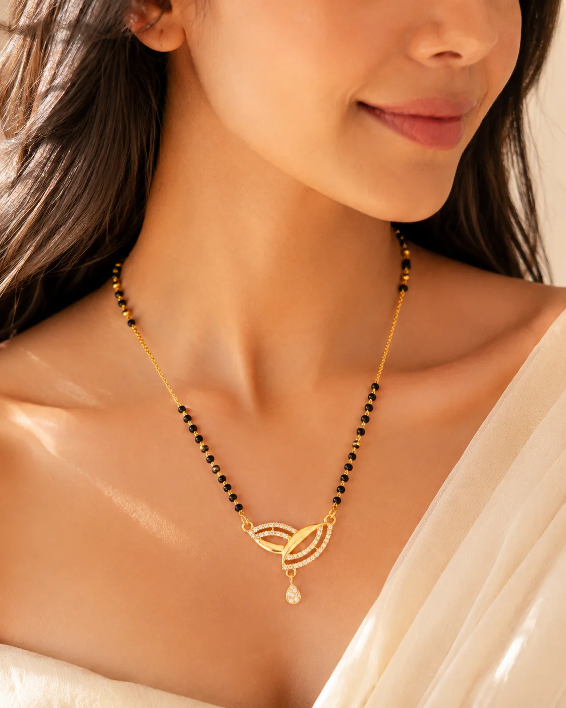 Buy 1 Get 1 Free - Golden Leaf Drop Mangalsutra