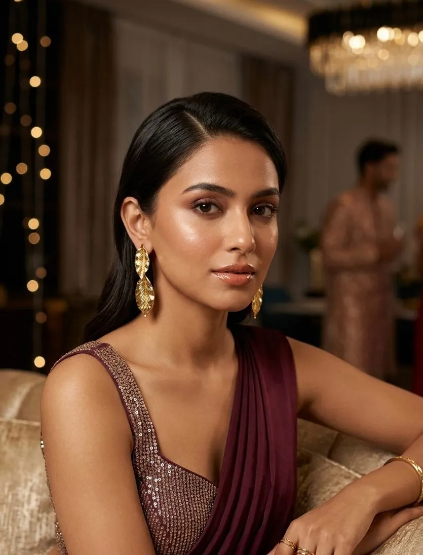Gold Leaf Drop Earrings