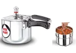 Hawkins Two-Dish Stainless Steel Set, Cooker Separator, Pressure Cooker Pots, Silver + Hawkins Classic 3 Litre Aluminium Inner Lid Pressure Cooker
