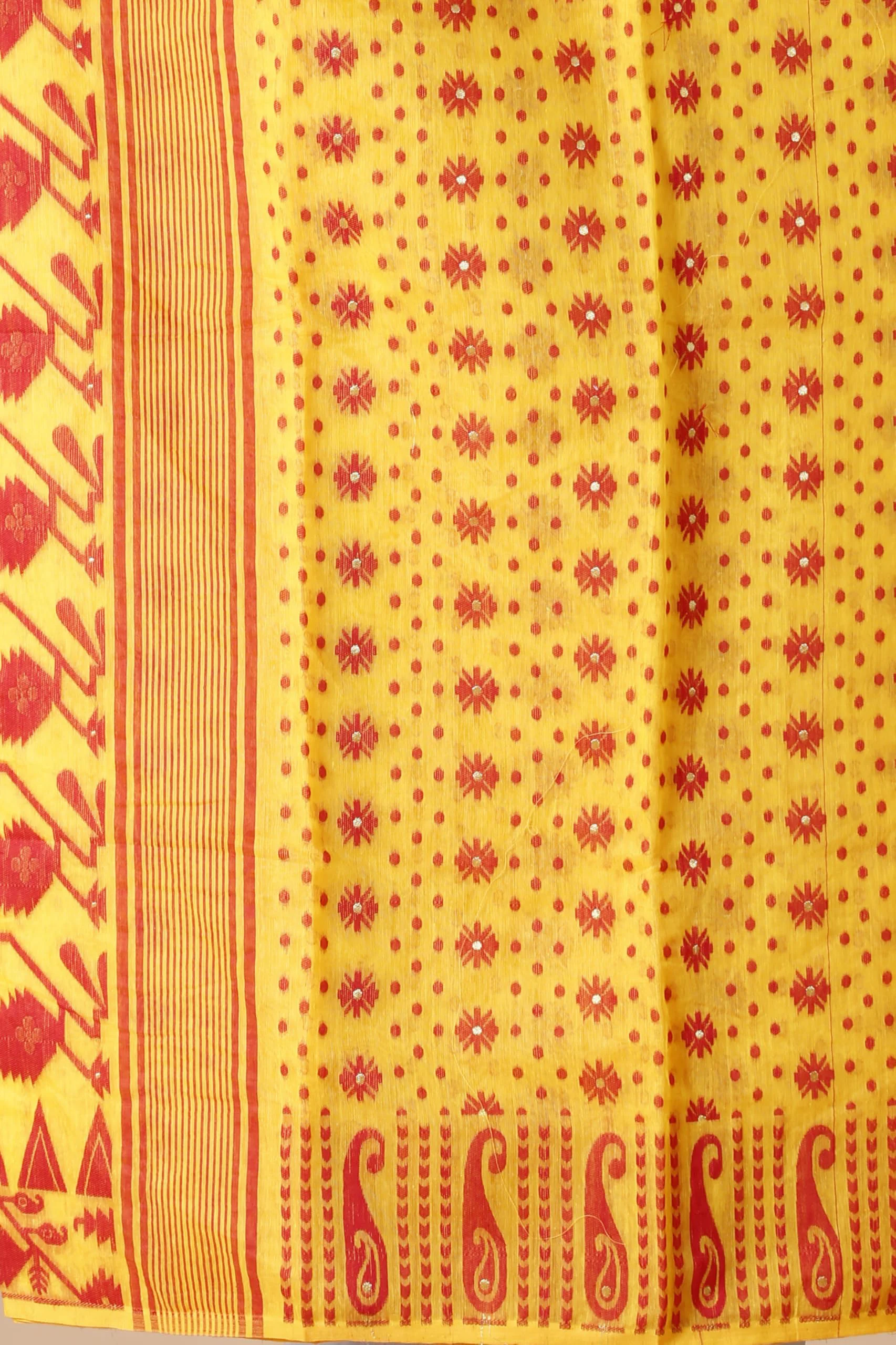 Tant Vastra Stylish Soft Cotton Silk Jamdani Saree For Women, Without Blouse Piece (Yellow) - image 5