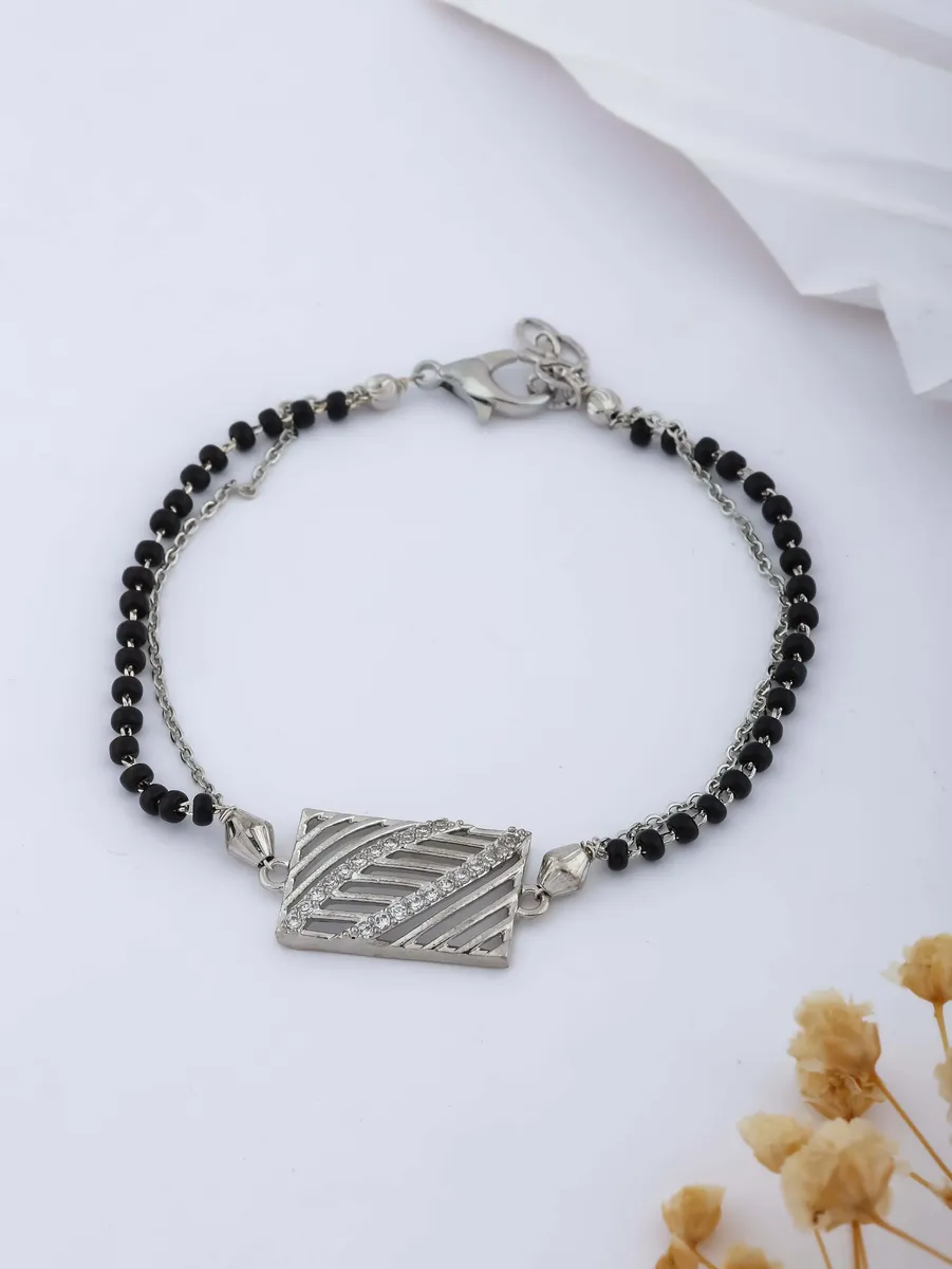 American Diamond High Silver Plated Fancy Delicate Hand Mangalsutra
