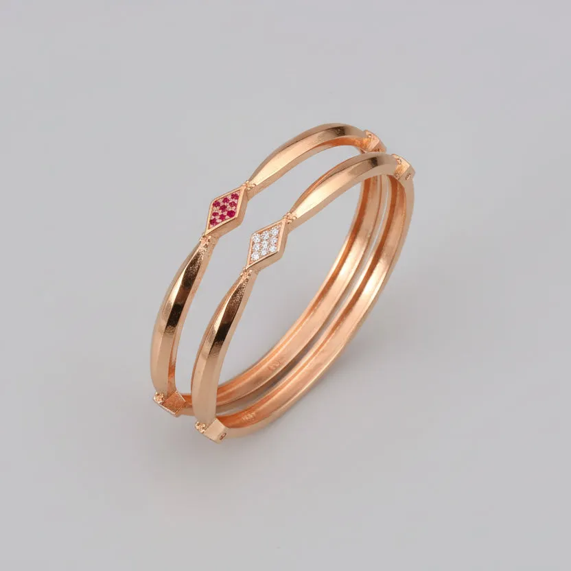 Fancy High Gold Delicate Bangles (Set of 2)