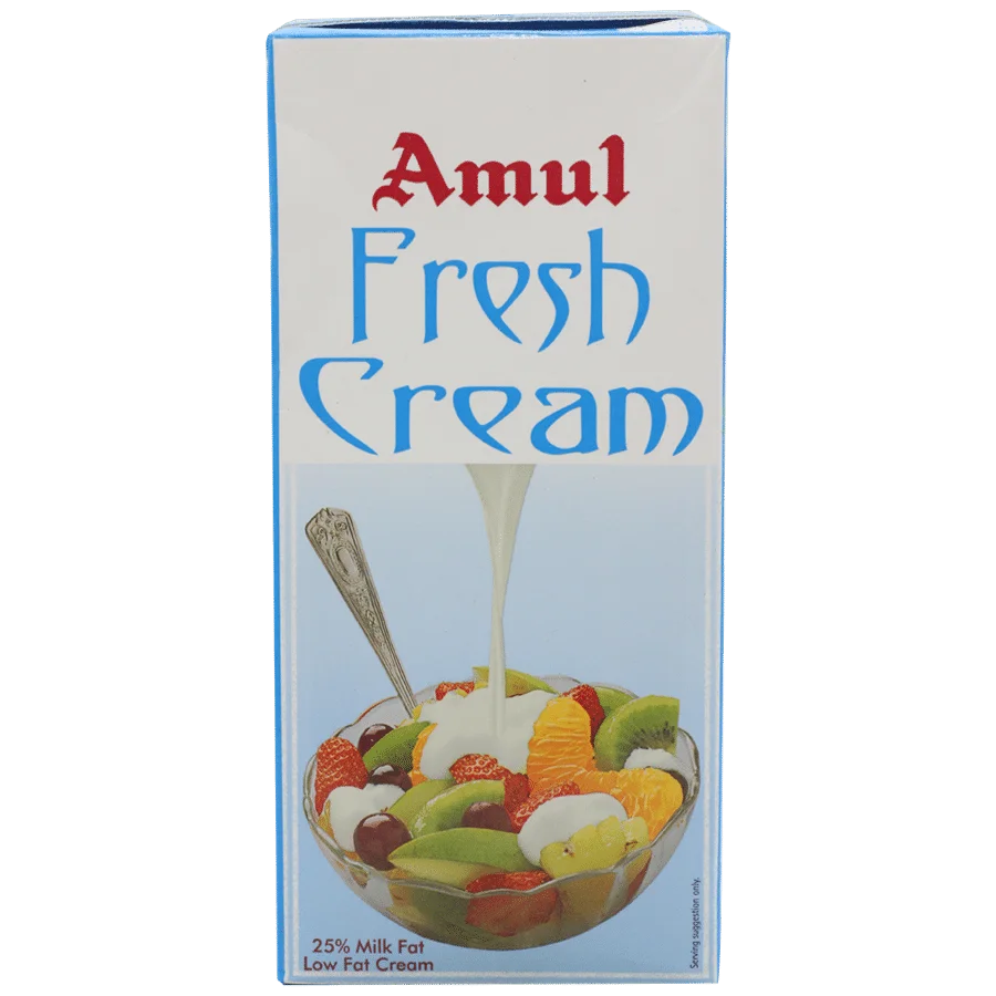 10x Amul Fresh Cream - 25% Milk Fat Low Fat, Pack of 10 (1L x 10) - 10KG