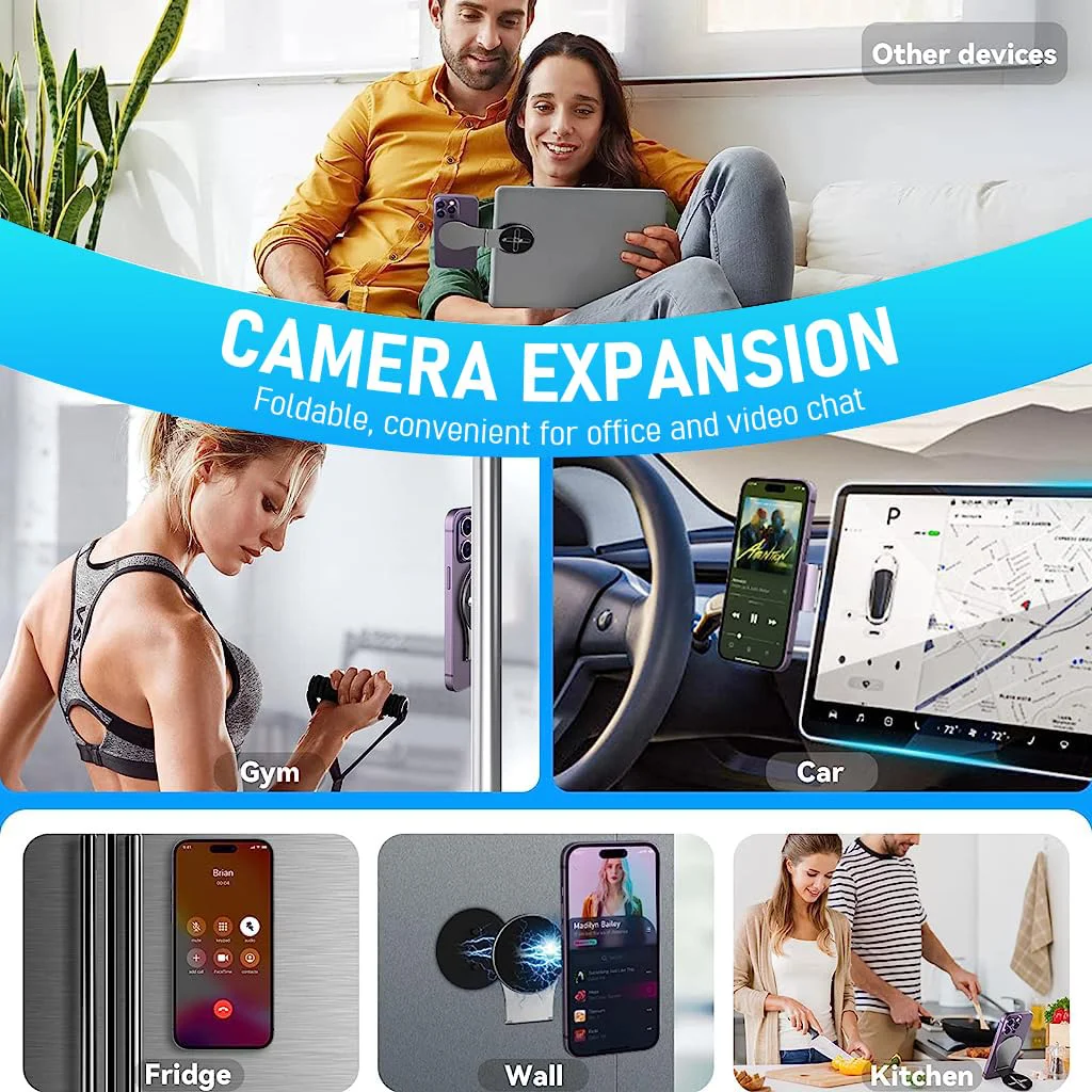 Verilux® Magnetic Phone Holder for Laptop & Car Continuity Camera Monitor Webcam Mount, 1/4" Tripod Phone Mount Adapter for Magsafe, Laptop Phone Mount Mobile Phone Holder Phone Stand Holder - image 4