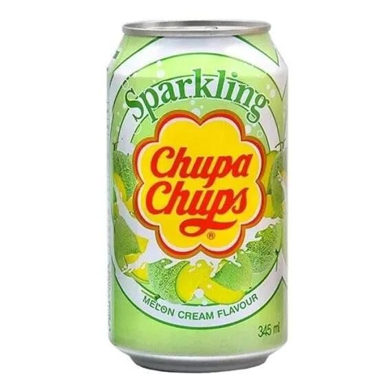 Chupa Chups Sparkling Melon & Cream Soda - Refreshing Twist of Flavor in a 345ml Bottle, Unique Fizz for a Taste Sensation!
