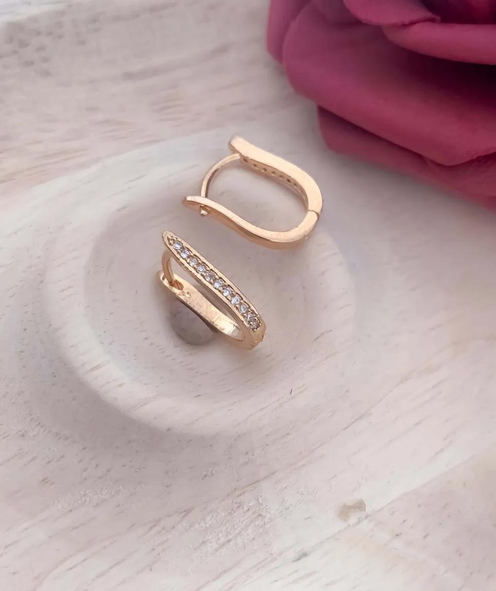 Buy 1 Get 1 Free -American Diamond Rose Gold Nice Design Baali Earrings