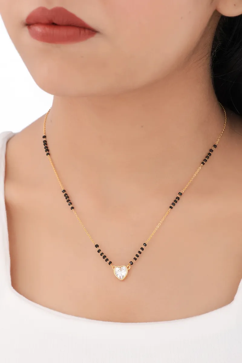 Heart CZ Solitaire Minimal Mangalsutra – Romantic Daily Wear | Belleza Jewels