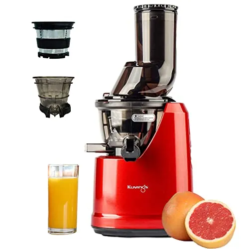 Kuvings B1700 Red Professional Cold Press Whole Slow Juicer with Smoothie & Sorbet Attachments Included, Patented JMCS Technology for 10% More Juice, 12 Years Warranty, All-in-1 Fruit & Vegetable Juicer, Home Service Across India (Red Juicer + Smoothie &