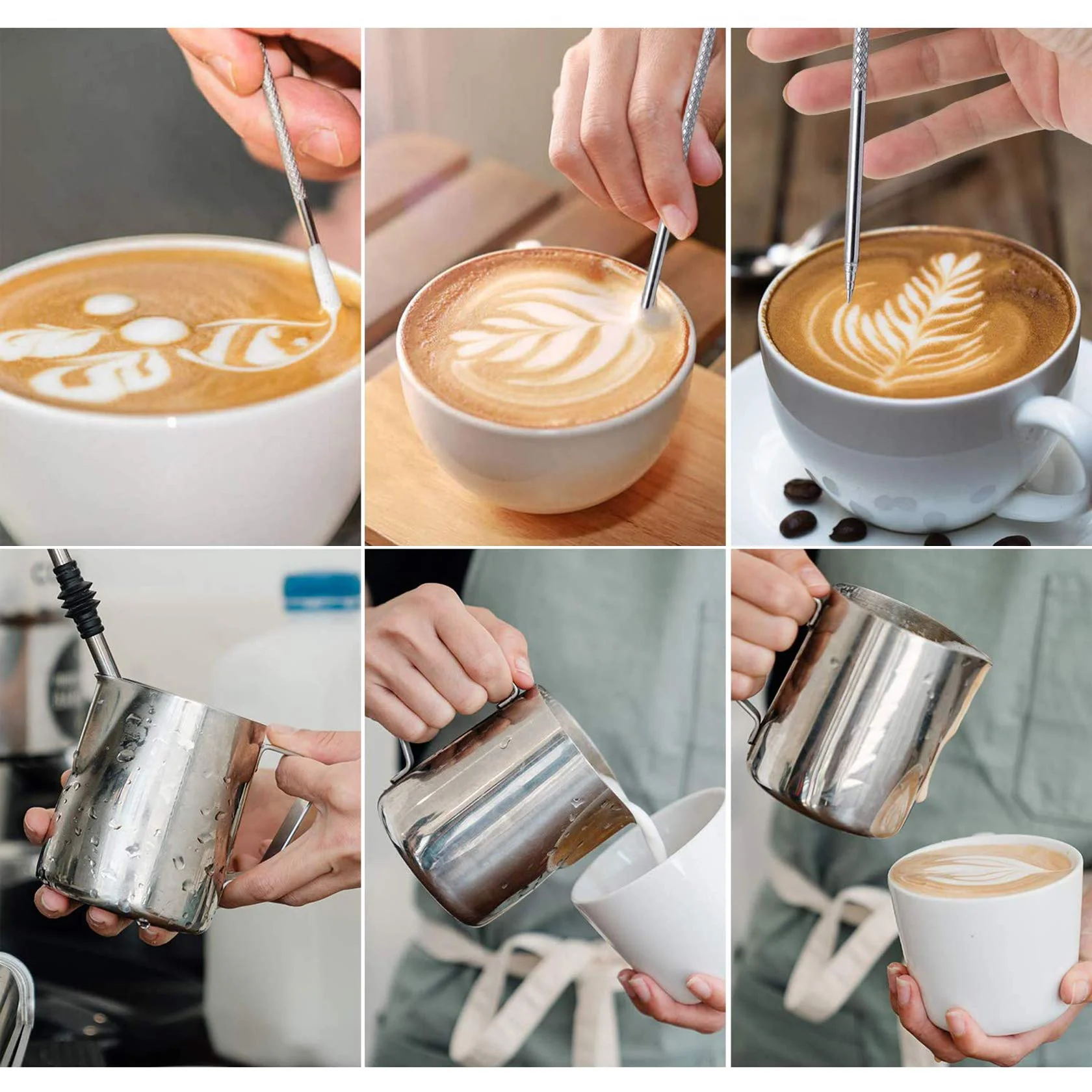 Verilux® 20oz Milk Frothing Pitcher with Scale Stainless Steel Espresso Milk Frothing Pitchers for Cappuccino Barista Steam Pitchers Milk Jug Cup with Decorating Pen Latte - image 3
