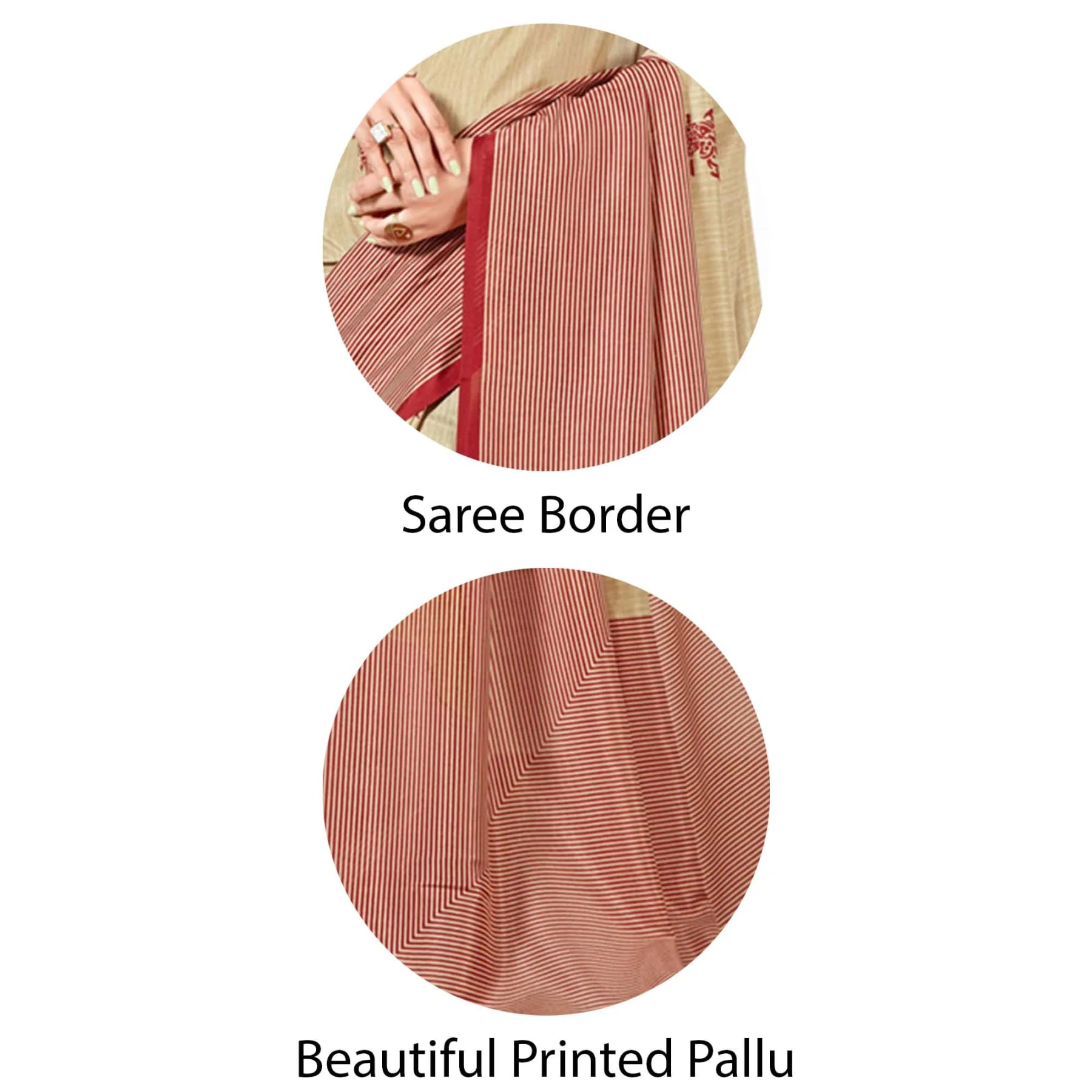 Vimla Women's Beige Malgudi Art Silk Uniform Printed Saree with Blouse (5899_Free Size, Beige) - image 5