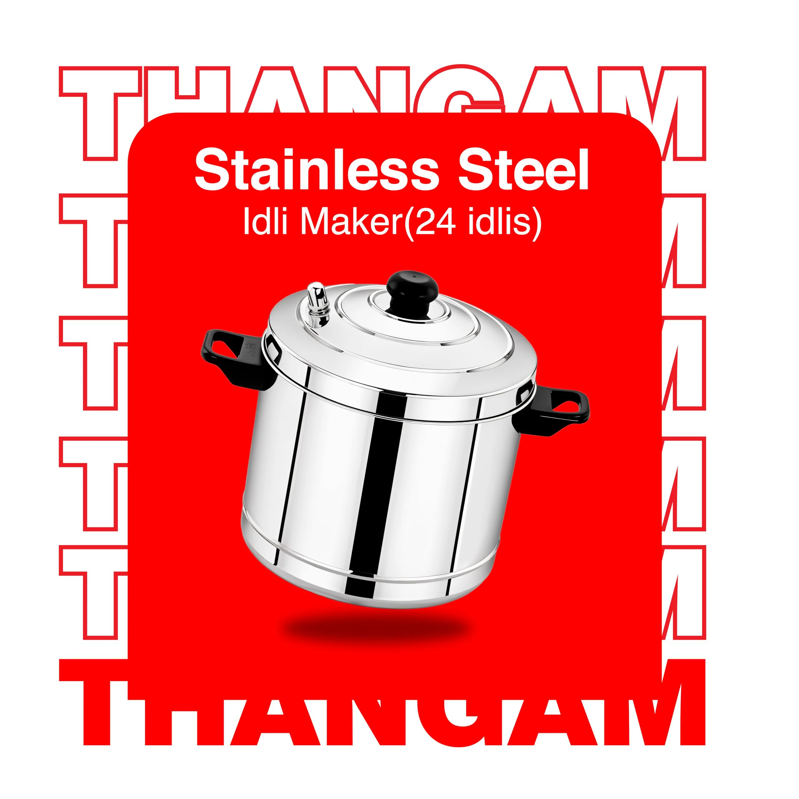 Thangam Stainless Steel Idli Maker Non Stick Idly Cooker/Steamer, Silver (Silver(6 Plates)) - image 3