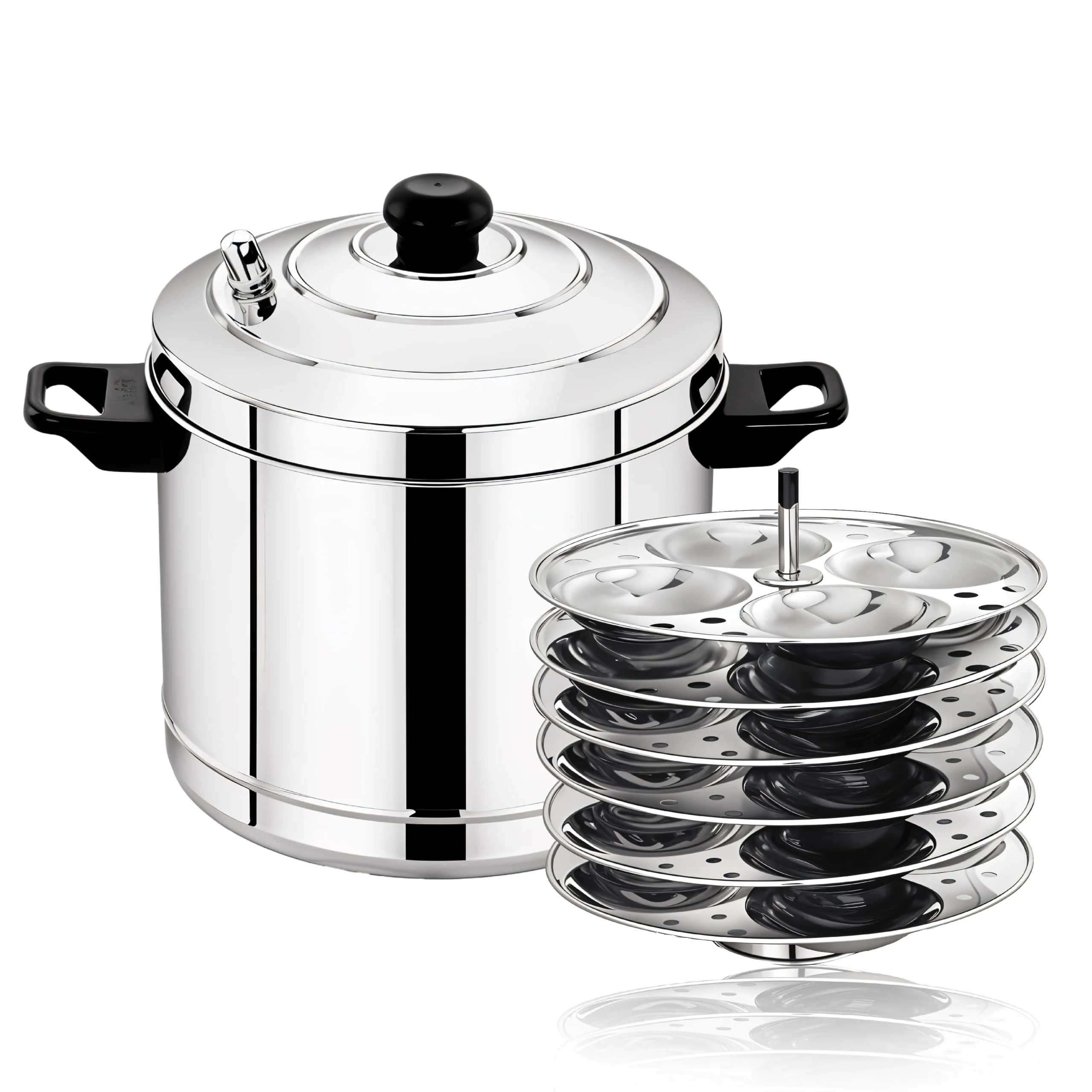 Thangam Stainless Steel Idli Maker Non Stick Idly Cooker/Steamer, Silver (Silver(6 Plates)) - image 4