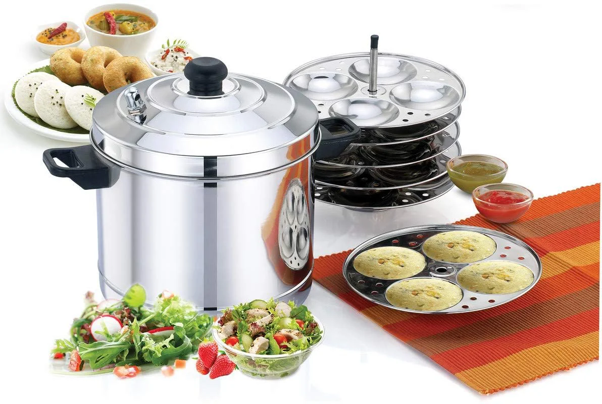Thangam Stainless Steel Idli Maker Non Stick Idly Cooker/Steamer, Silver (Silver(6 Plates)) - image 1
