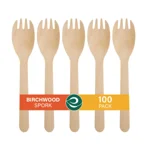 ECO SOUL [160mm, 50 Pack] Disposable Sporks | Wooden Dining Flatware | Ideal for Kids Birthday, Wedding & Party
