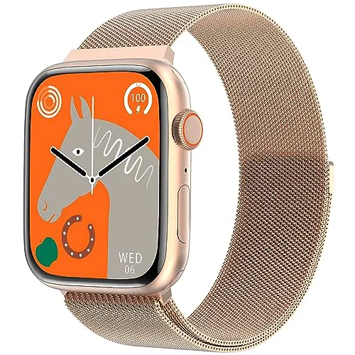Fire-Boltt Newly Launched Vogue Large 2.05" Display Smart Watch, Always On Display, Wireless Charging, App Based GPS with Bluetooth Calling & 500+ Watch Faces (Steel Rose Gold)