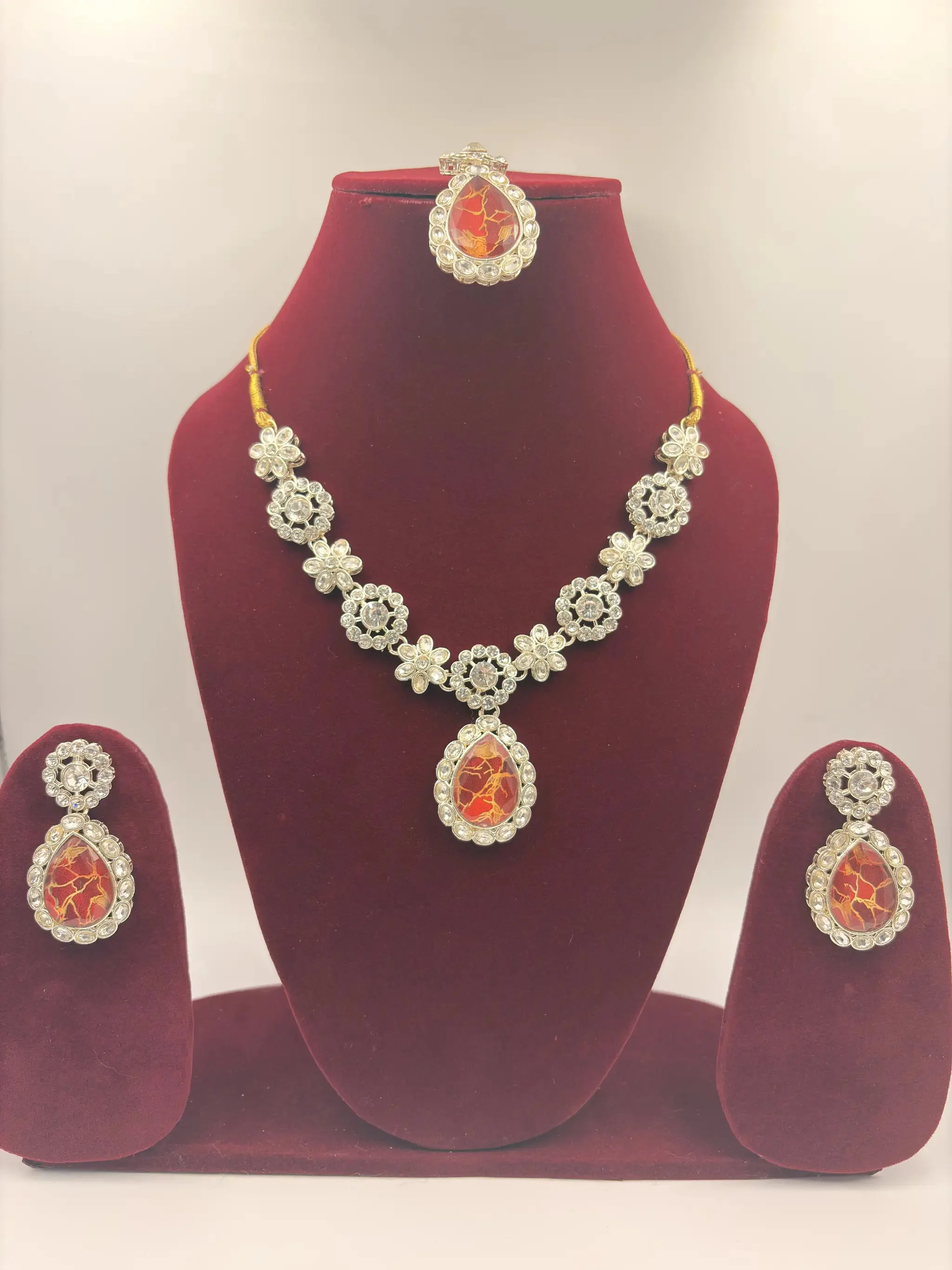 Raktima Pushp Necklace Set – 4-Piece Bridal Artificial Jewellery