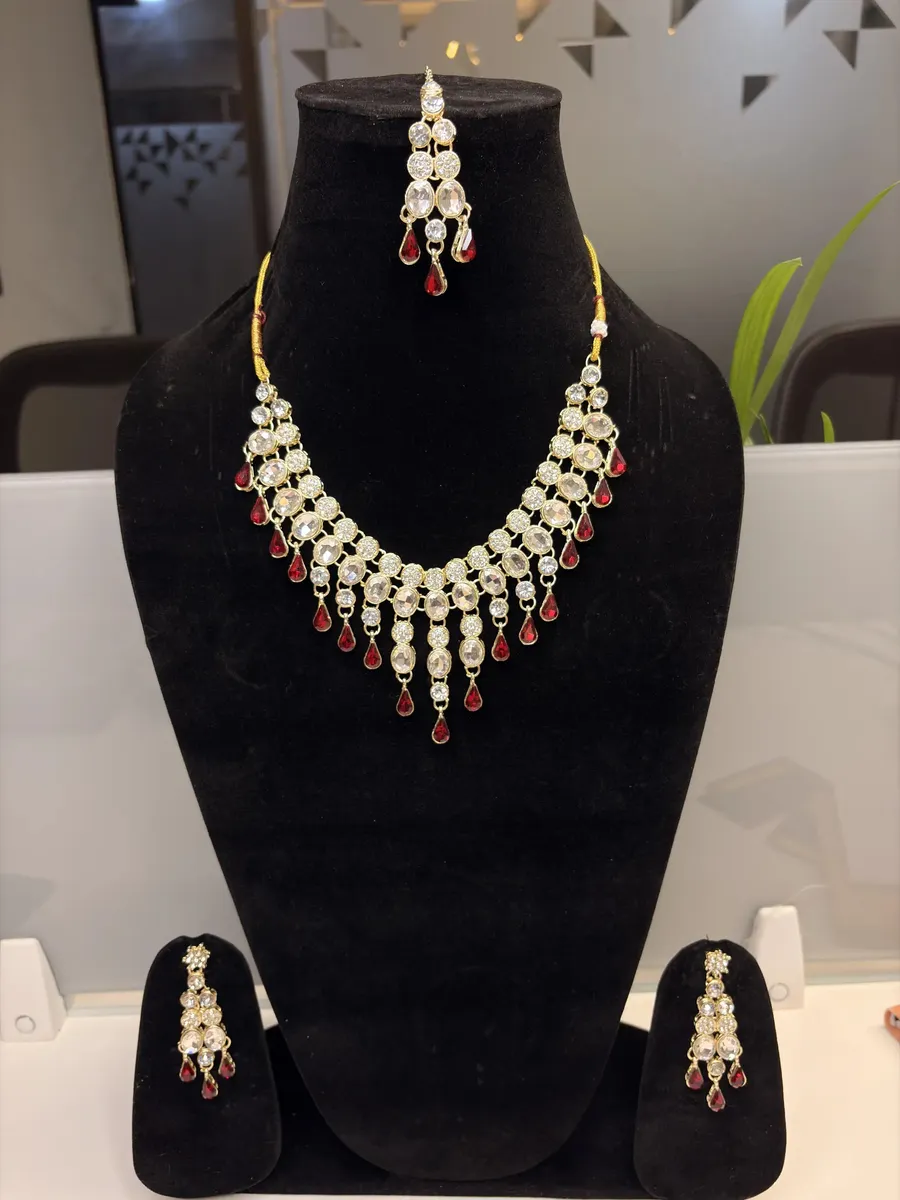 Red Drop Bridal Necklace Set Of Four – Bridal Jewellery for Women