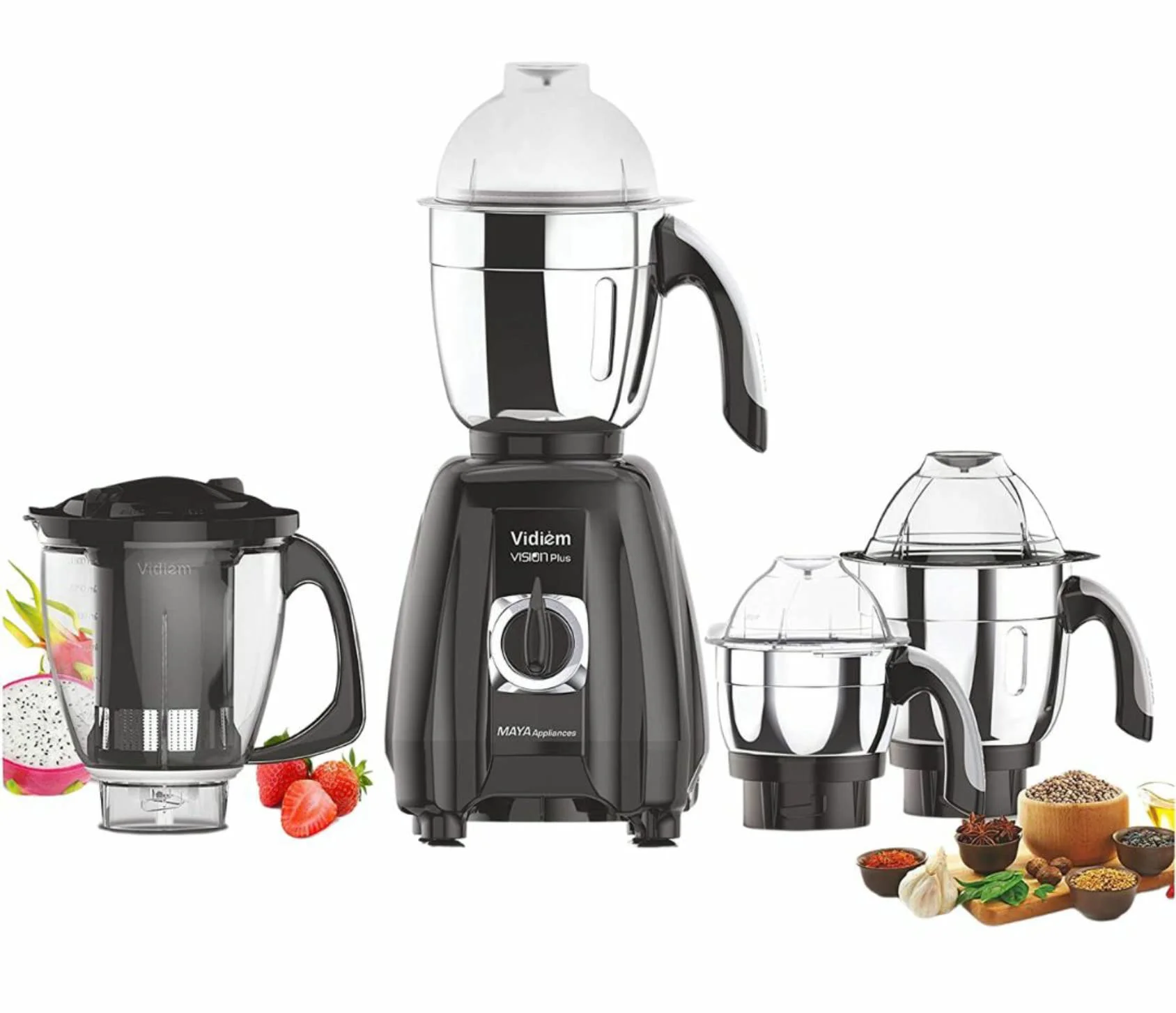 Vidiem Mixer Grinder 581 A Vision Plus (Multicolour) | 750 watt Mixer grinder with 4 Jar in-1 Juicer | Leakproof Jars with self-lock for wet & dry spices, chutneys & curries | 5 Years Warranty - image 2