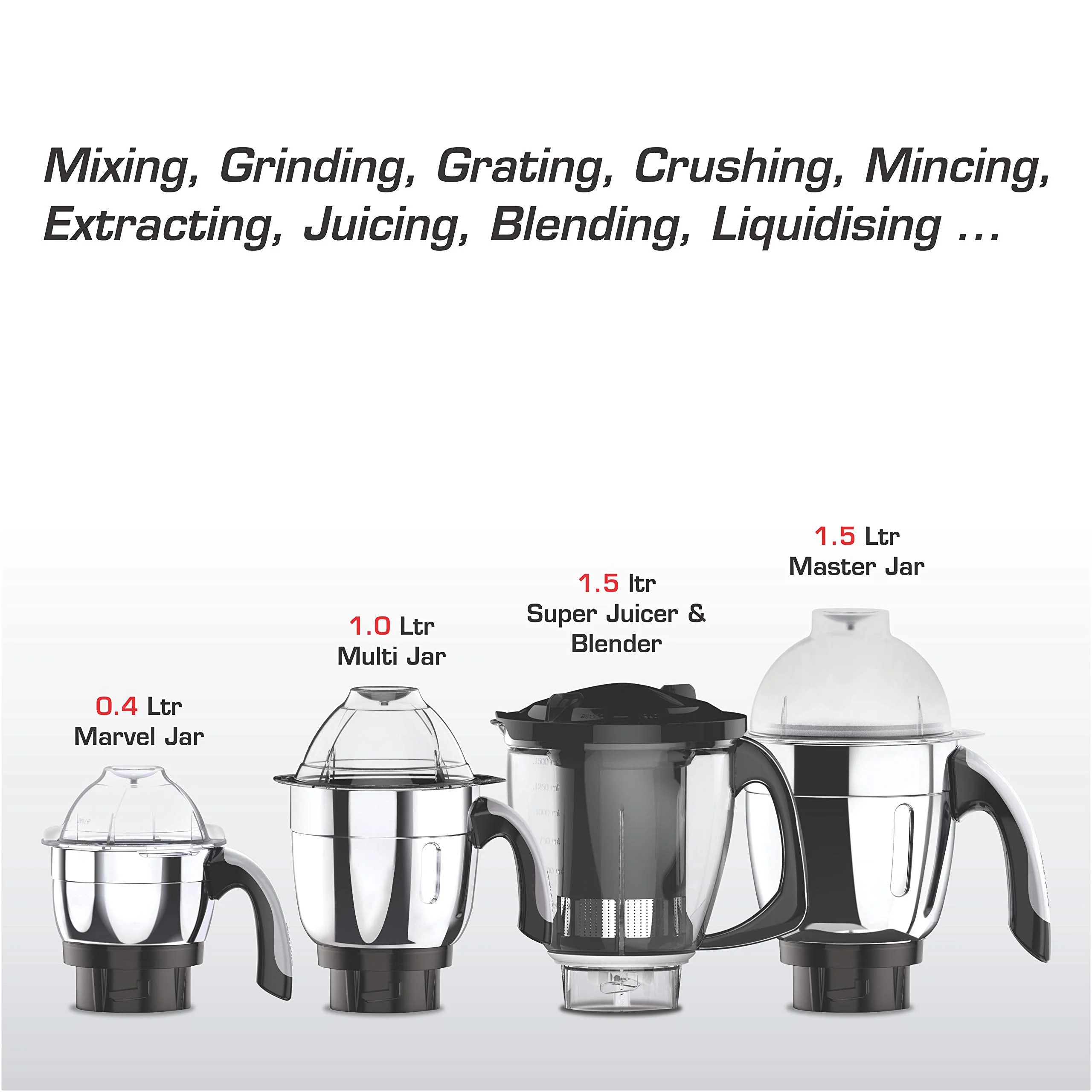 Vidiem Mixer Grinder 581 A Vision Plus (Multicolour) | 750 watt Mixer grinder with 4 Jar in-1 Juicer | Leakproof Jars with self-lock for wet & dry spices, chutneys & curries | 5 Years Warranty - image 3