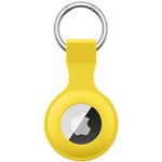 Tobfit AirTag Case for Apple AirTag (Machine Not Included), AirTags Holder, AirTag Keychain with Key Ring, Silicone Anti-Scratch Protective Cover for Apple AirTags Case Accessories (Yellow)