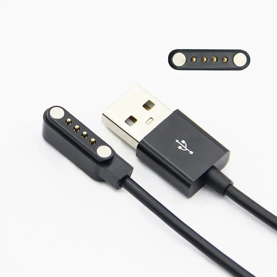 Universal 4 Pin Usb Fast Charger Magnetic Charging Cable Adapter For Fire-Boltt Thunder Watch & Fire-Boltt Talk Smartwatch Only, Black