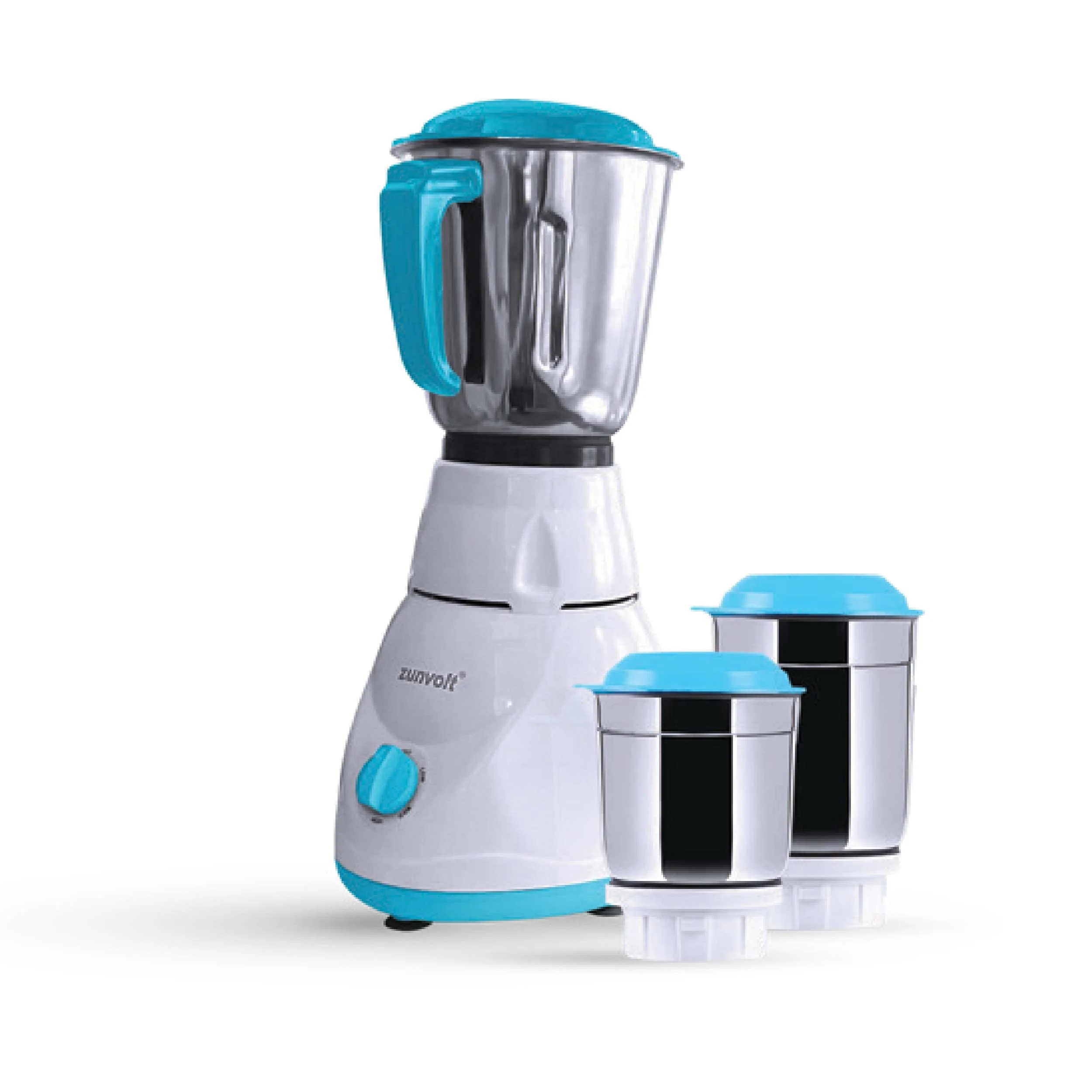 ZunVolt 3 JAR Mixer Grinder -500W with Flow Breaker Jars, 22000 RPM Motor & 1 Year Warranty Cover (Turquoise-White) - image 1