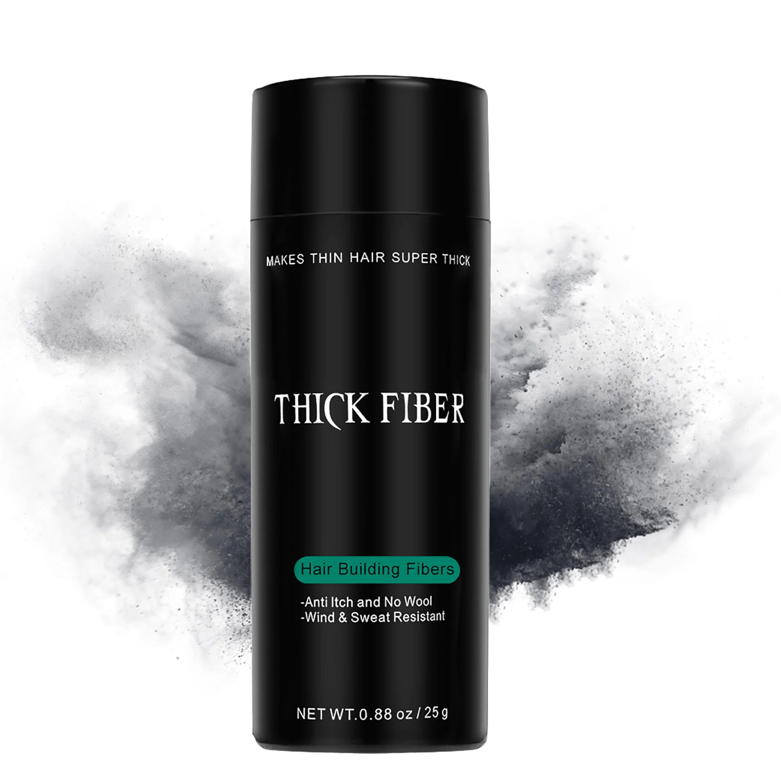Thick Fiber - Hair Building Fibers (Black)- Hair Fibers For Thin & Fine Hair -Hair Thickening Fibers for Men & Women (25 g (Pack of 1))