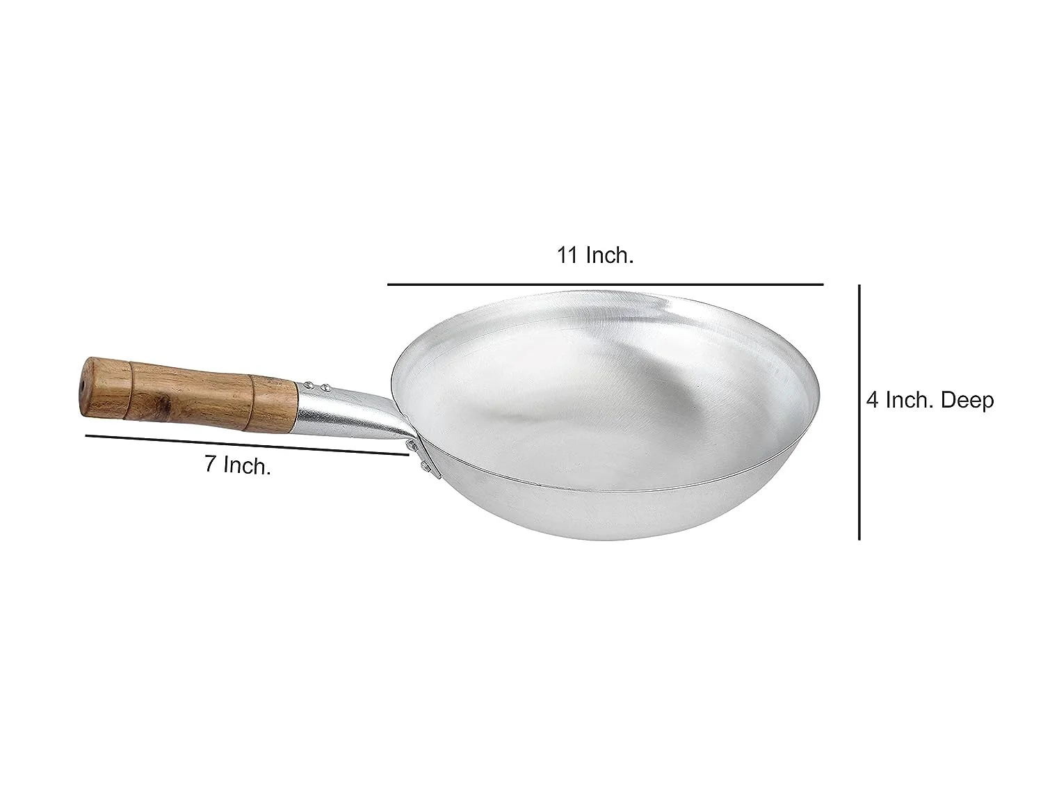 WokHouse Iron Kadhai 11 inches Iron Wok | Chinese Kadhai with Wooden Handle - image 3