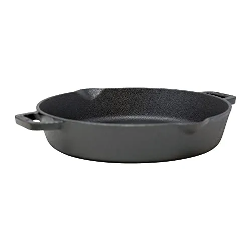 Meyer Pre Seasoned Cast Iron Skillet | Fry Pan | Iron Pan | Cast Iron Cookware| Cast Iron Frying Pan with 2 Side Handles | Gas and Induction Compatible, 24cm/ 1.6 litres, Black