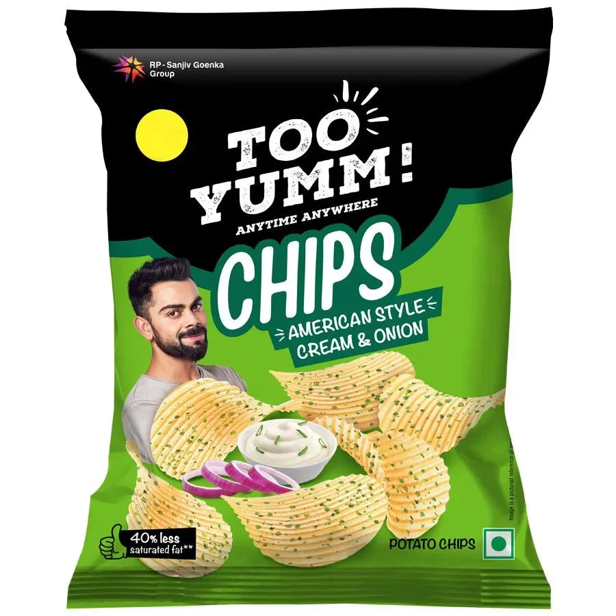 50x Too Yumm! Potato Chips - American Style Cream & Onion, Pack of 50 - 45g each - image 1