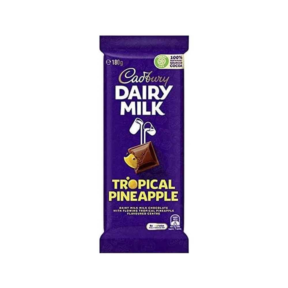 Cadbury Dairy Milk Tropical Pineapple Milk Chocolate, 180 g Bars