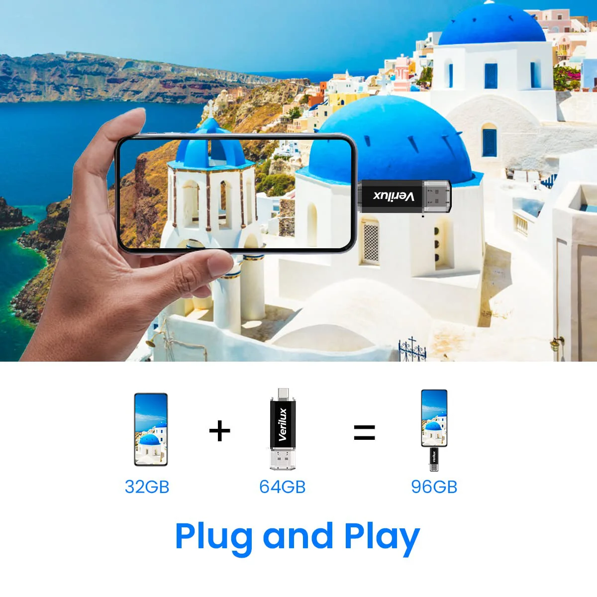 Verilux® Pendrive 64GB Flash Drive 2 in 1 with USB A 3.0, USB C Interface OTG Pendrive Type C Pendrive Portable USB 3.0 Pendrive for MacBook Air/Pro, Android Mobile Phone, Pad, Laptop Computer - image 4