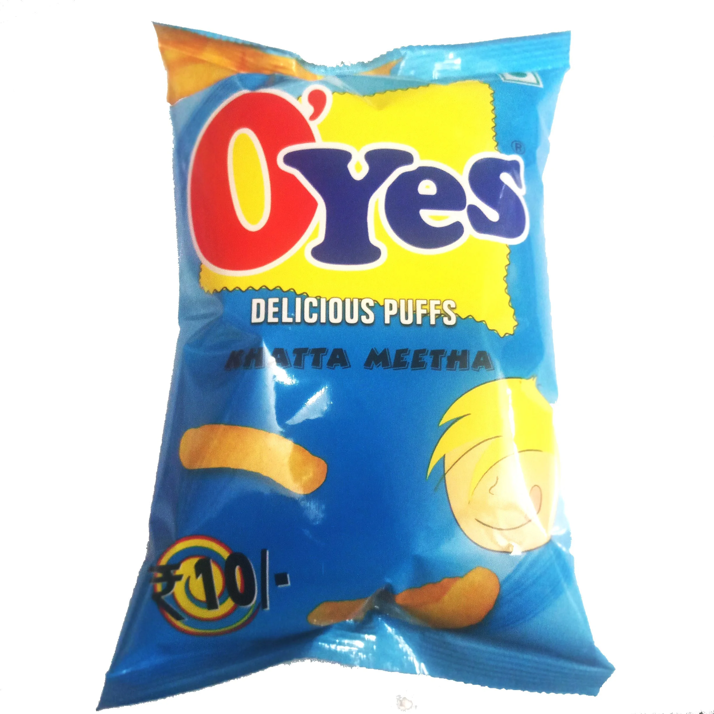 50x O'Yes Delicious Puffs Khatta Meetha, 40g each (Pack of 50) - image 1