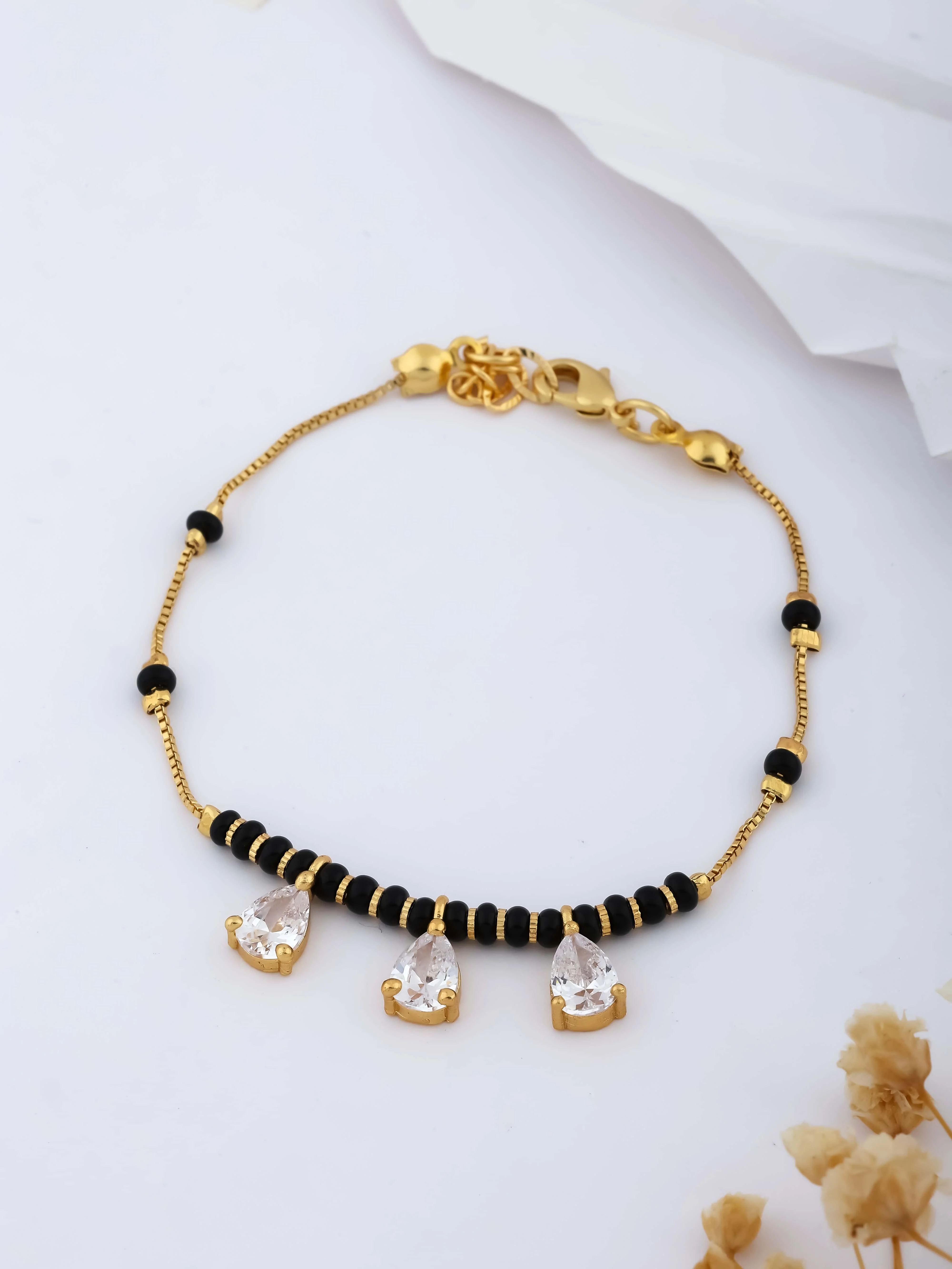 Triple Drop American Diamond Mangalsutra Bracelet for Women