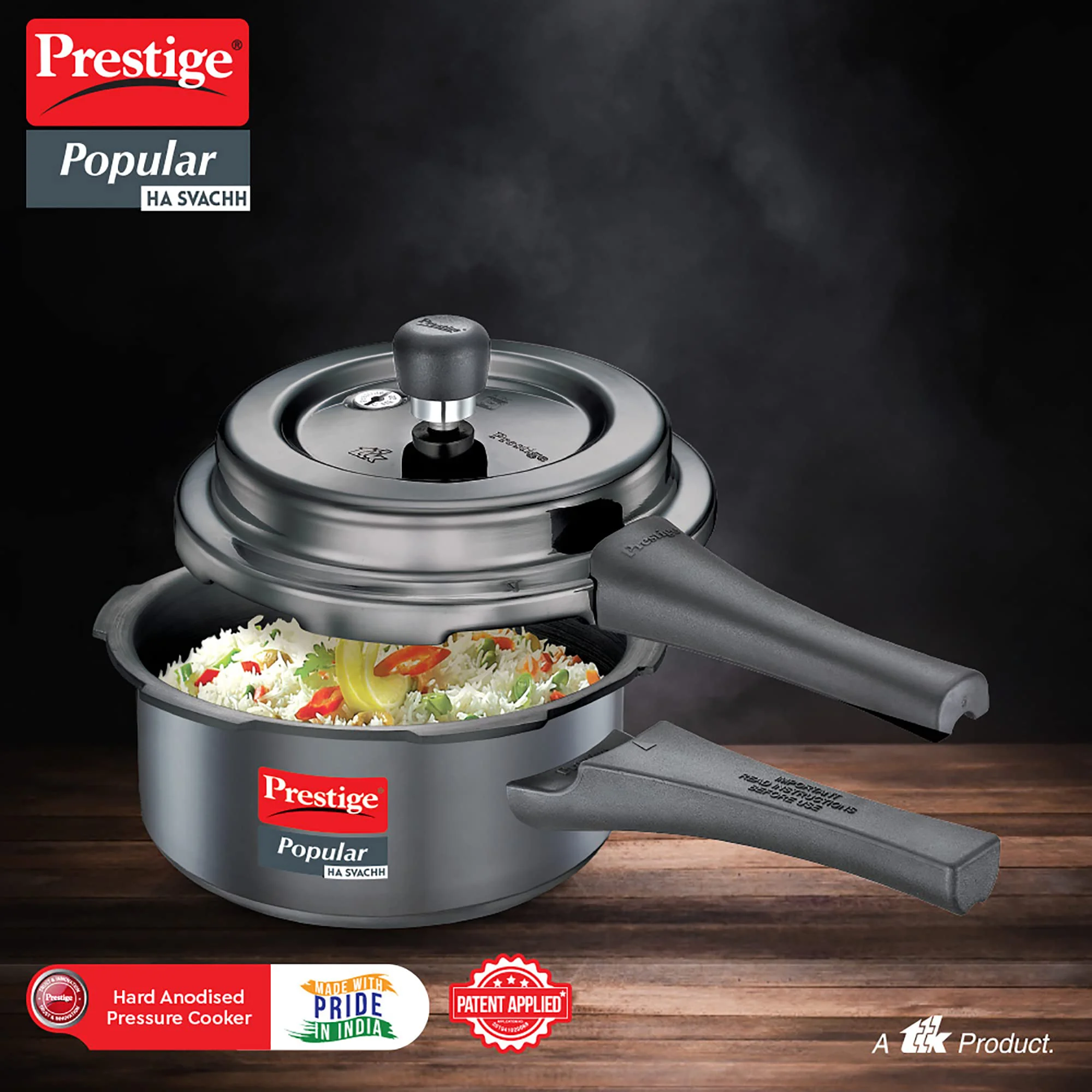 Prestige Popular Svachh Hard Anodised Pressure Cooker(2.0 L, Black, Deep Lid-Controls Spillage) - image 5