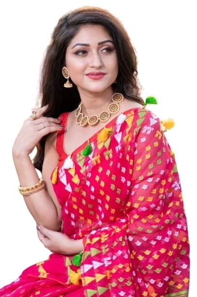 Rupanjali Jamdani Handloom Woven Pure Cotton Soft Light Weight Saree For Women's - Rani - image 2